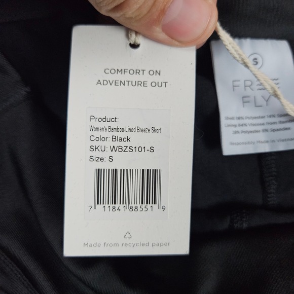FREE FLY Womens Black Bamboo Lined Breeze Skort Skirt Size S Activewear - Picture 3 of 6
